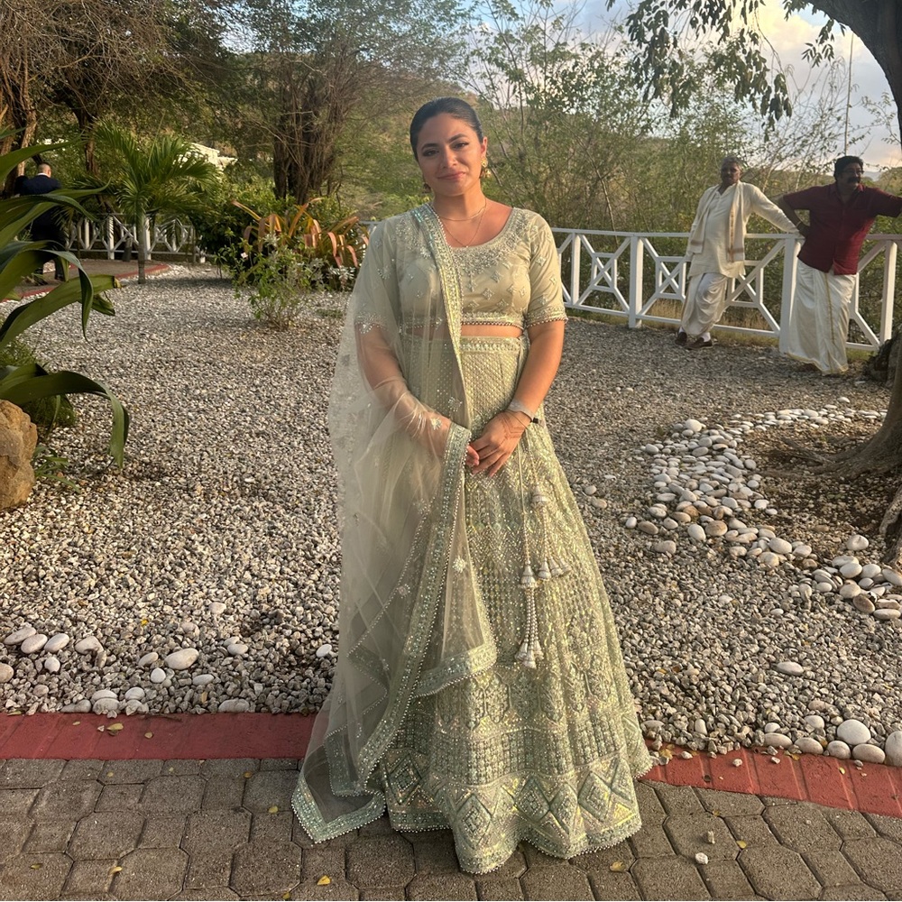 Green wedding lehenga. Only worn once!